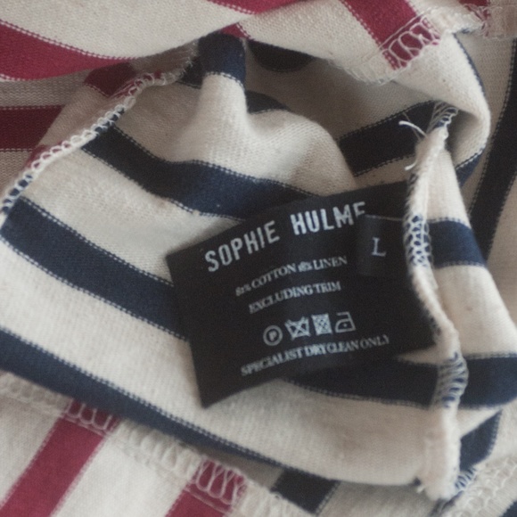 Sophie Hulme Burgundy Stripe Nautical Breton Top - Picture 8 of 10